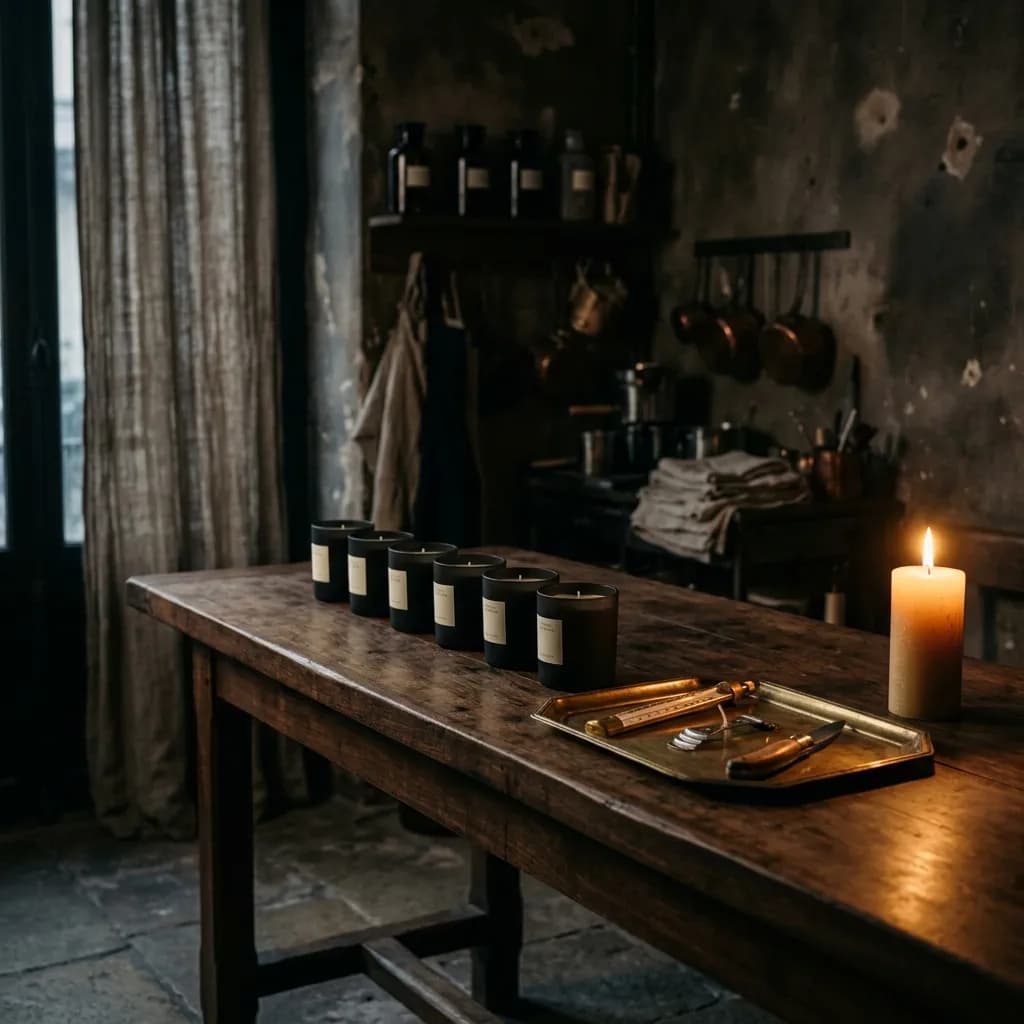 Atelier de bougies — coulée à la main.